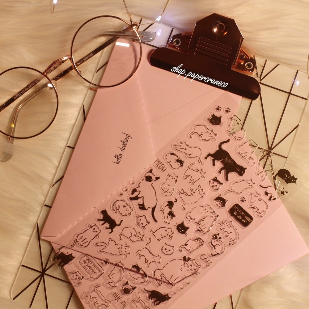 🌸SALE 3/$10 Gold Cat Silhouette Sticker Sheet